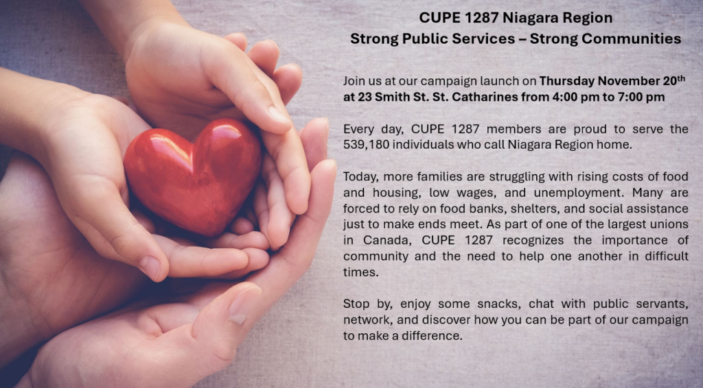 CUPE 1287 Niagara Region - Strong Public Services - Strong Communities